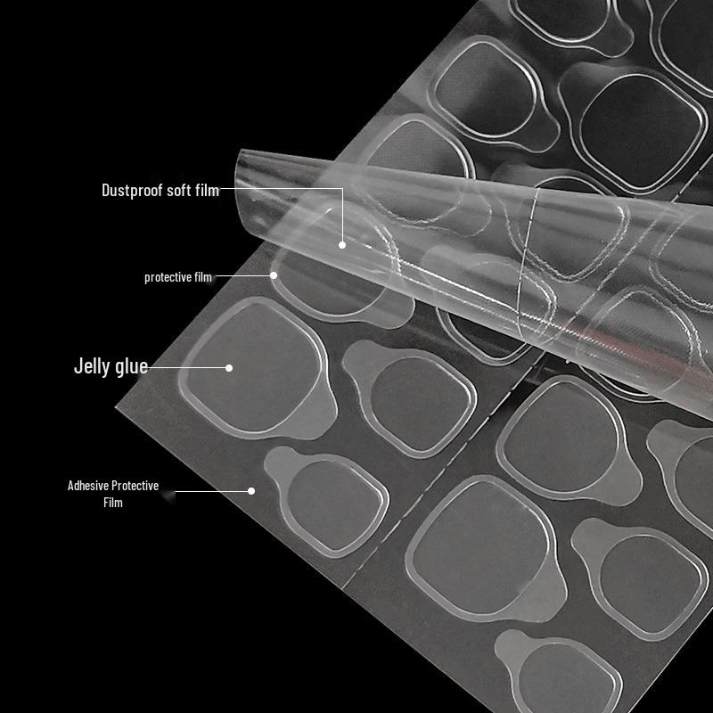 Enhanced Jelly Gel Nail Stickers - Strong Adhesion, Reusable, Double-Sided Adhesive, Long-Lasting, Removable False Nail Patches.