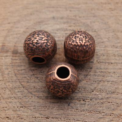 Large Hole Beads Vintage Textured Round Metal Loose Beads For Bracelet Necklace Dreadlocks Jewelry Making For