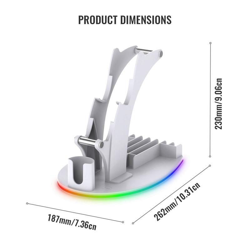 B03B-For PS5 Desktop Storage Stand Controller Stand With RGB Lights Headphone/Handle/Remote/Disc Desktop Storage Stand