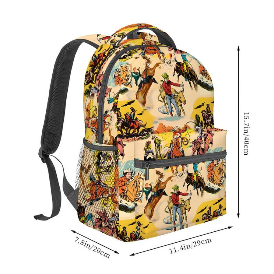 Rinder und Cowboys Rucksäcke für Jungen/Mädchen Kinder Beste Geschenke 2D Flache Cartoon Laptop-Taschen Schultasche für Teenager Outdoor Freizeit