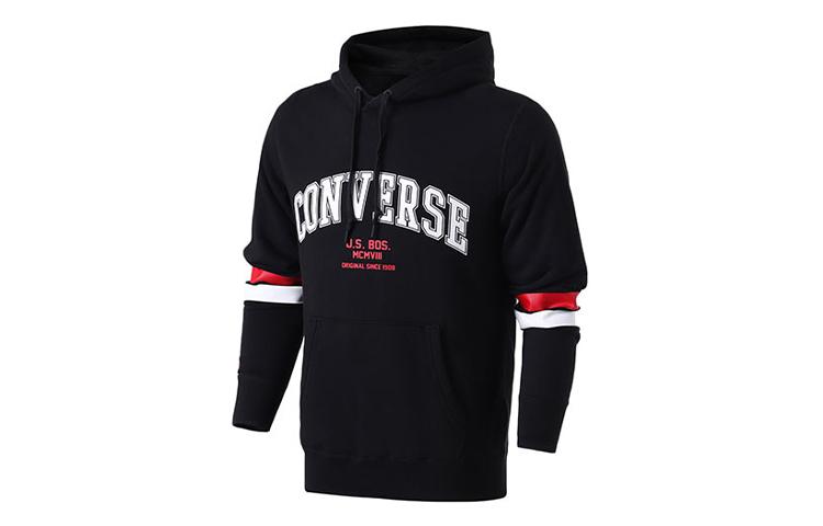 Converse Collegiate Text Sweatshirts Men s Black Hooded Moderate Regular 10017352-A01 S