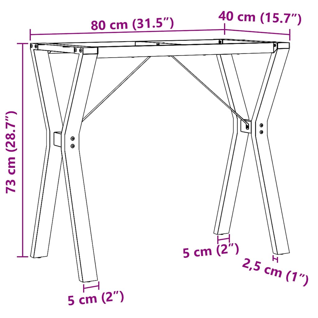 Y shaped Dining Table Frame 80 x 40 x 73 cm Steel