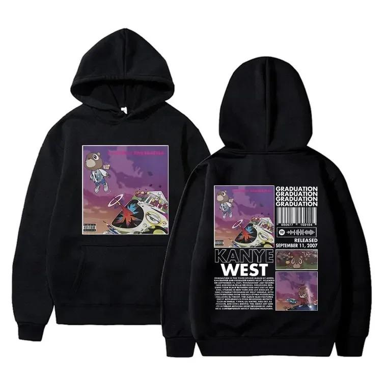 Felpa Stampata Kanye West Felpa Hip Hop Rapper Uomo Donna Streetwear Y2k Oversize Casual Larga Felpa con Cappuccio Tuta Abbigliamento Femminile Maschile