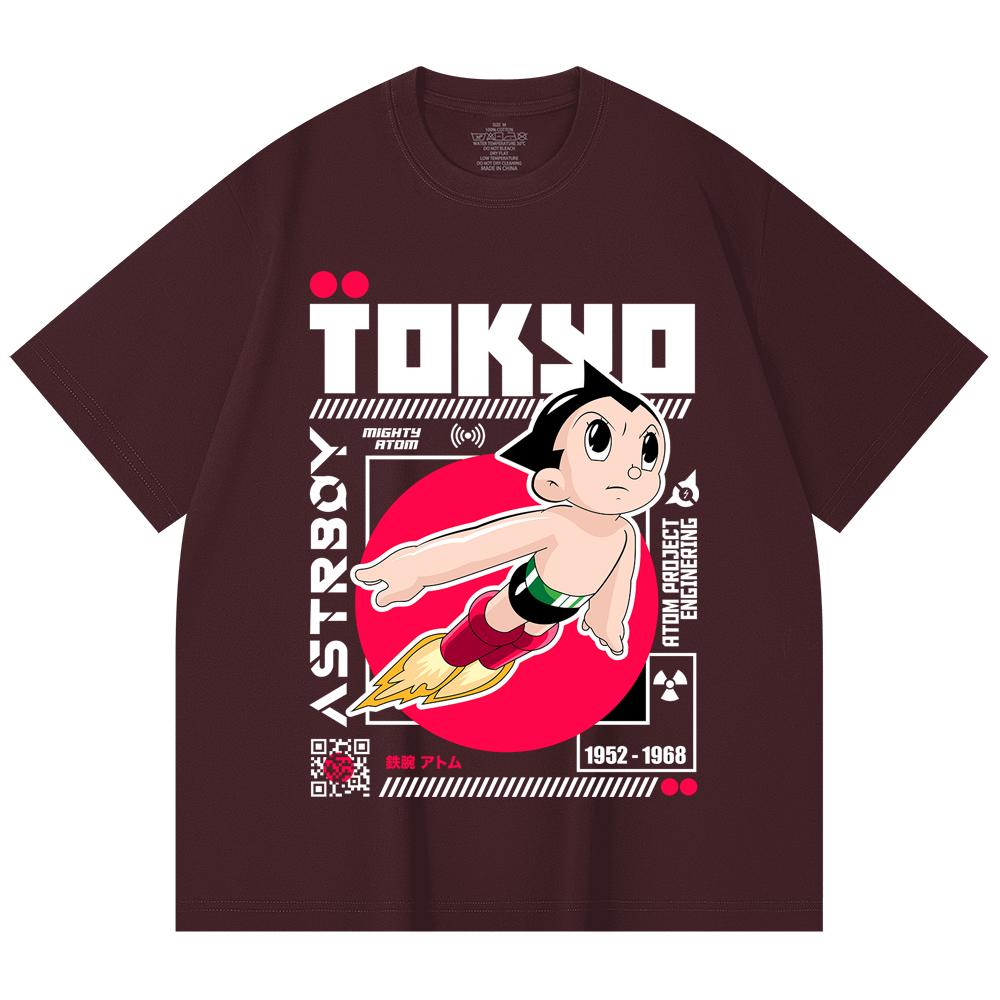 

230 Gsm 100% Cotton Astro Boy V2 Print Unisex Heavy Cotton T Shirt 2XL вина червоного кольору