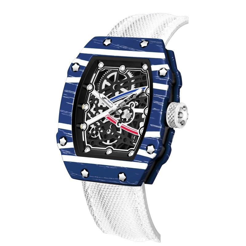 In Stock RM 6702 Slim Barrel Montre Homme Colorful Band Hollow 37.5mm Skeleton Dial Waterproof Sport Casual Quartz Wristwatch