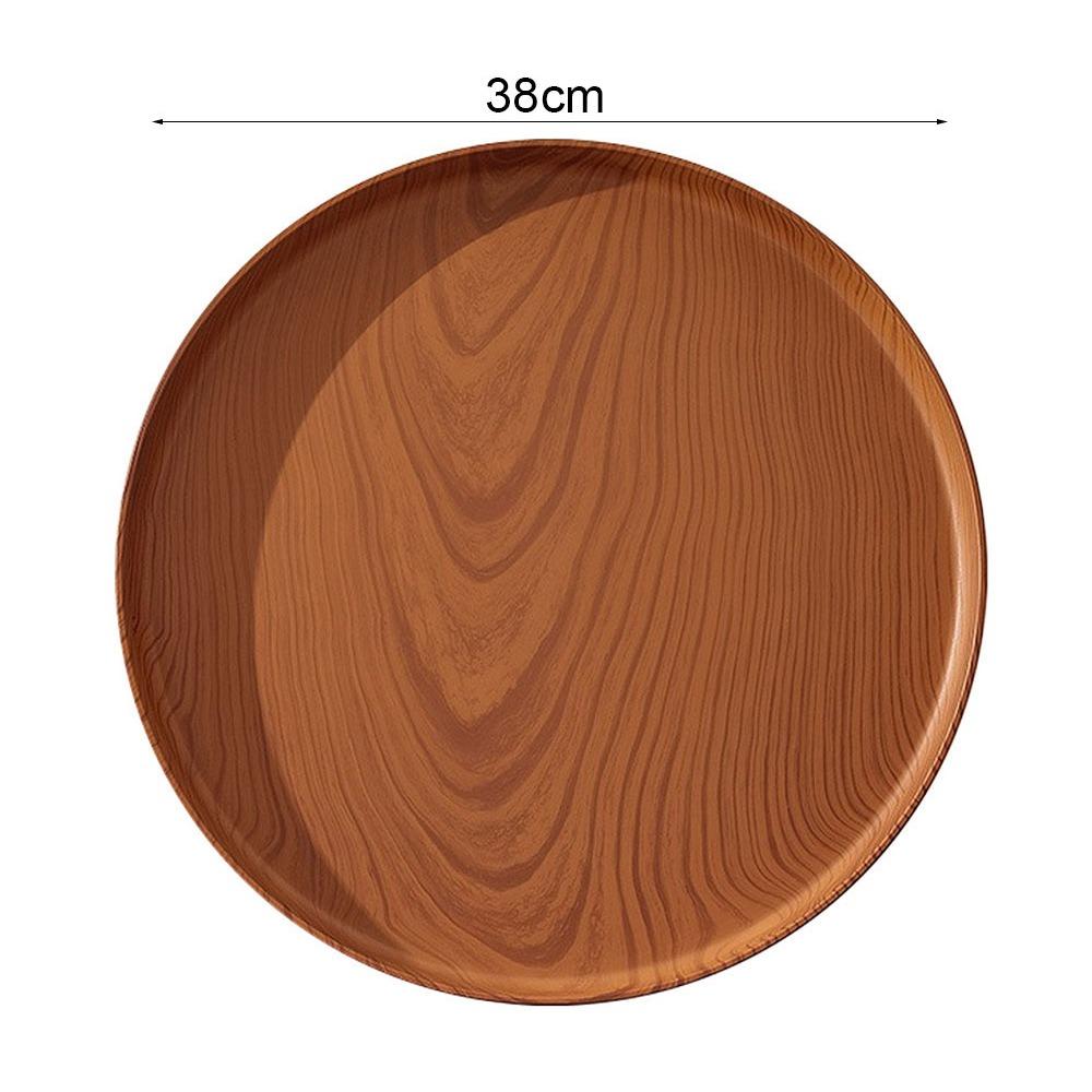 1Pcs Round Water Cup Tray Handmade Dishes Plate Durable Imitation Wooden Tray  Home Use