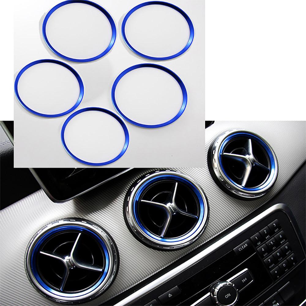 5Pcs/Set Air Conditioner Vent Outlet Ring Trim Decor Aluminium Alloy For Mercedes Benz A B GLA CLA Air Outlet Decorate Sticker