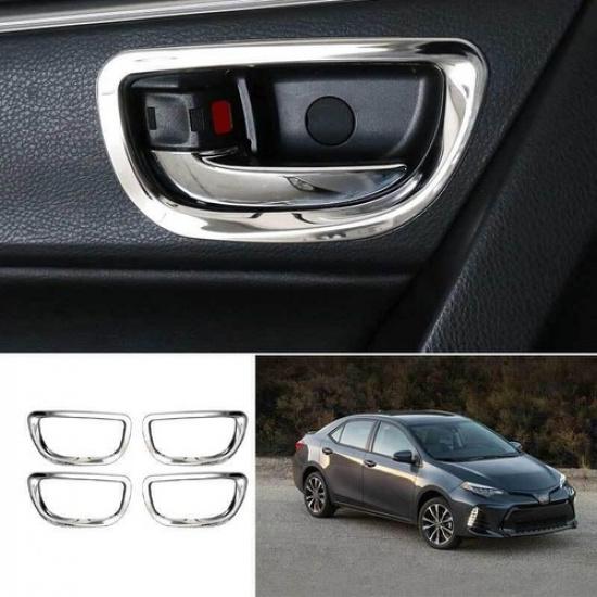 For Toyota Corolla 2014- Chrome Steel Inner Door Handle Lock Frame Trim 4pcs