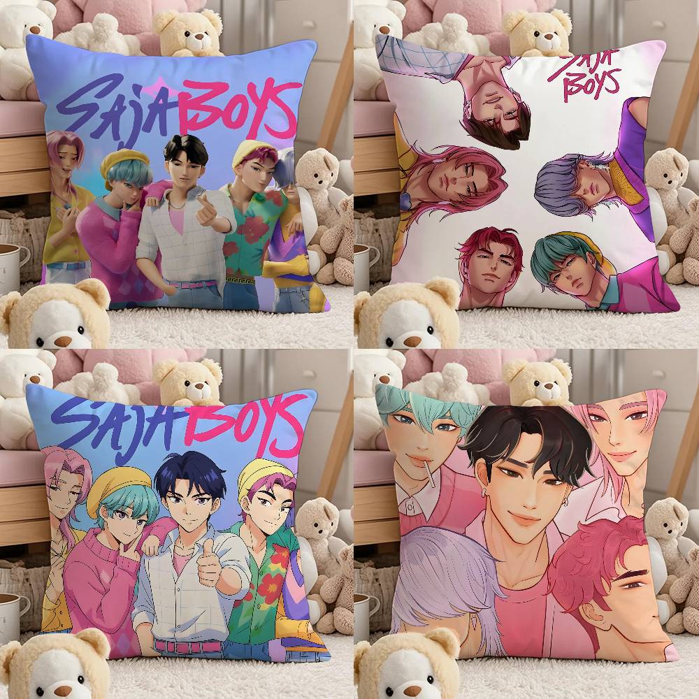 Hot KPop S-Saja Boys Pillow Case Comfort Sofa Bed Silky elegant Invisible zipper Custom Decorative cushion cover