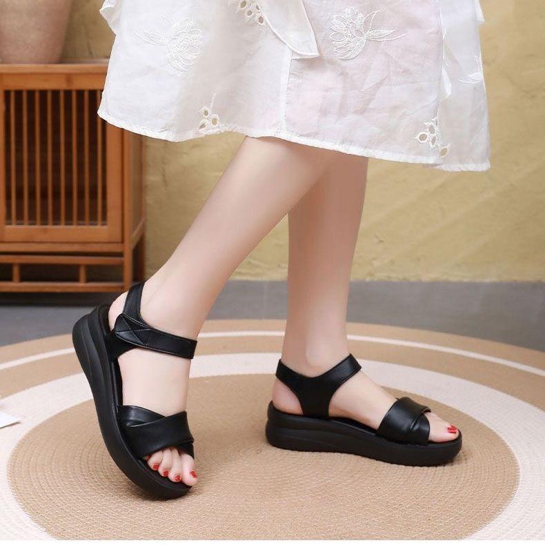 Sandals soft leather soft sole comfortable non-slip summer fashion women's versatile lightweight women's shoes