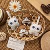 Cute Cartoon Cat Pu Leather Charm Kawaii Stitched Details For Bag Keychain Car Decor