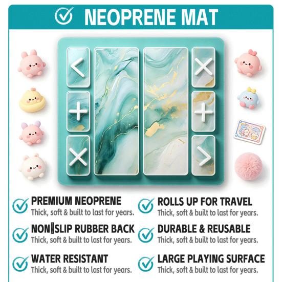 Game Night Essentials Fidget Trading Board Mat, Non-Slip Rubber 18" x 16" Portable with Markers Accept Add Reject for Toys Party Supplies