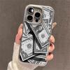 Money Pattern Electroplated Frame Clear Phone Case For iPhone 17 Pro Max 16 15 14 13 12 11 Pro 16 Plus 17 Air Shockproof Cover