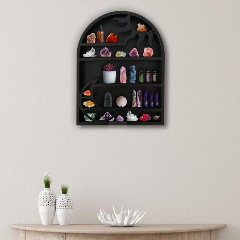 Floating Shelves Essential Oil Display Rack Crystal Stone Wall Gothic Decoration Wall Stand Organizer For Home Creative Decor