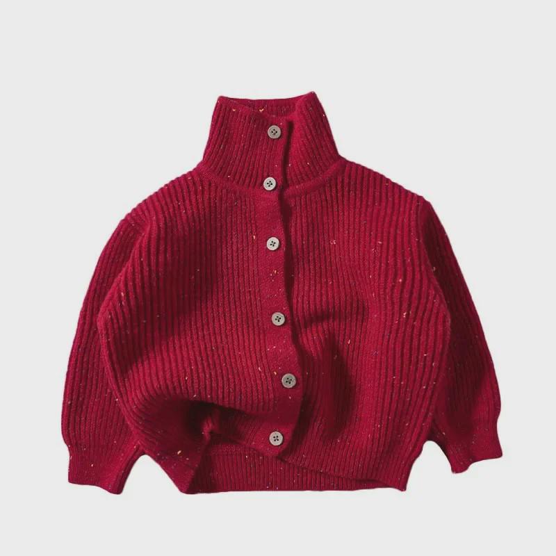 Children's Korean Turtleneck Sweater: New Colorful Knit Cardigan for Autumn, Winter, and Christmas.