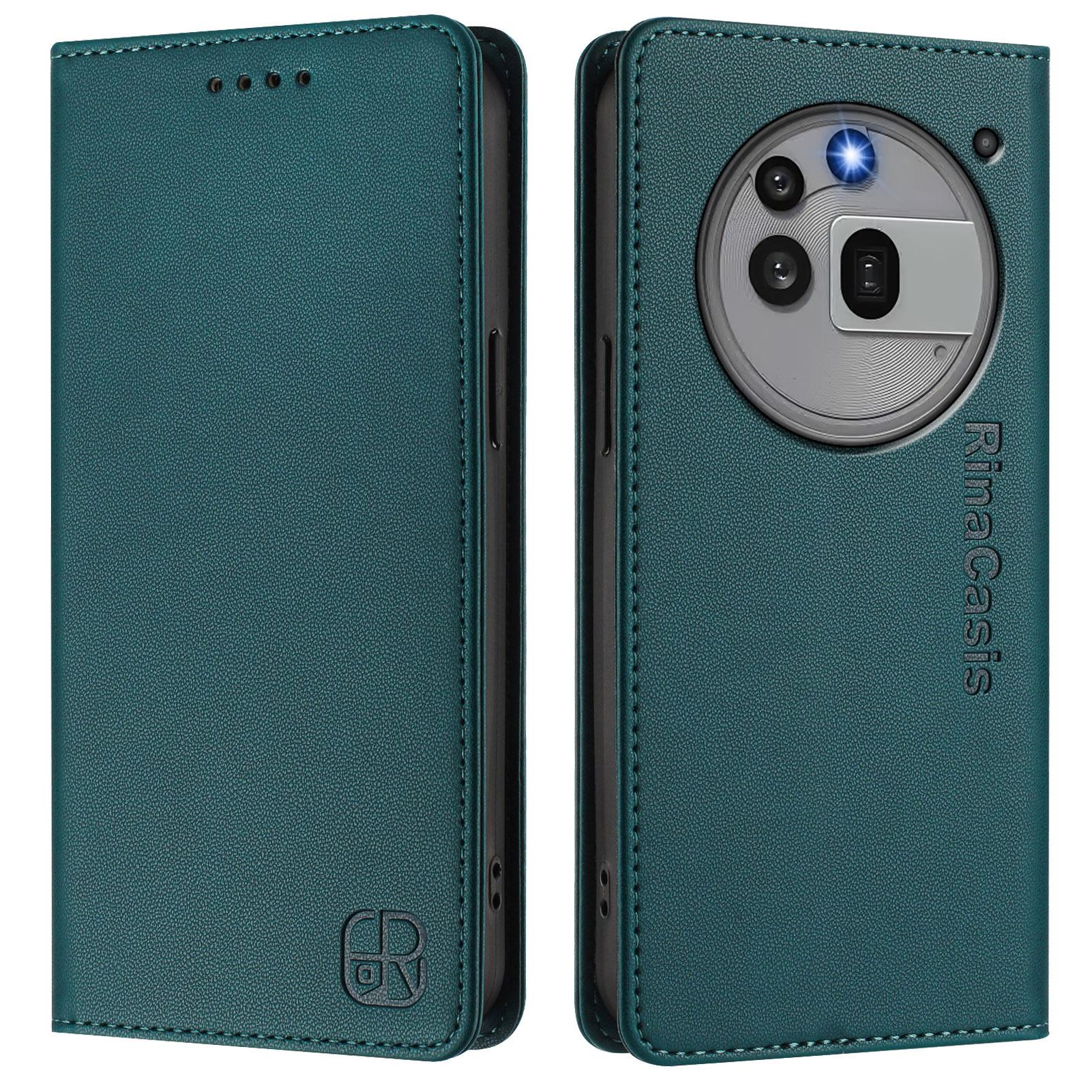 

For Nothing Phone (3a) Pro Leather Case RINACASIS RC01 Phone Cover with RFID Blocking Wallet Stand Dark Green