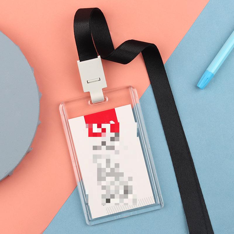 Fashion Acrylic Transparent Bus Cards Sleeve Employee Work Card Holder with Lanyard Work Card Cover Women Men Credit Card Holder