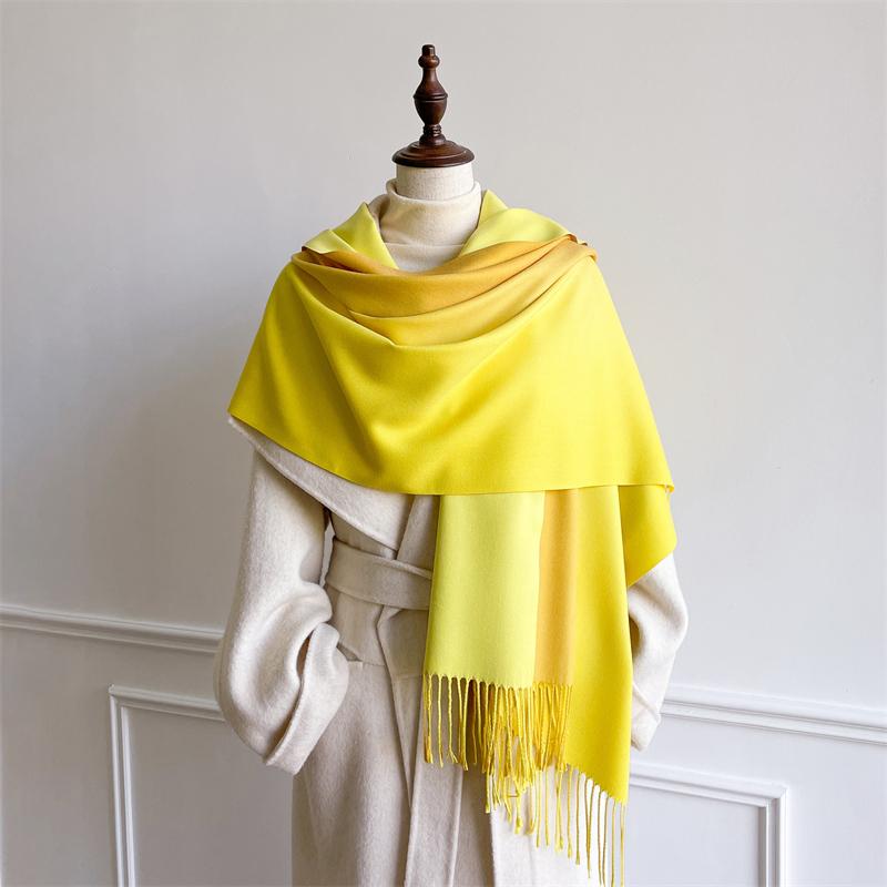 Luxury Winter Cashmere Scarf Women Gradient Handkerchief Warm Pashmina Female Shawl Wrap Soft Pareo Bufanda Winter Hijabs Stole
