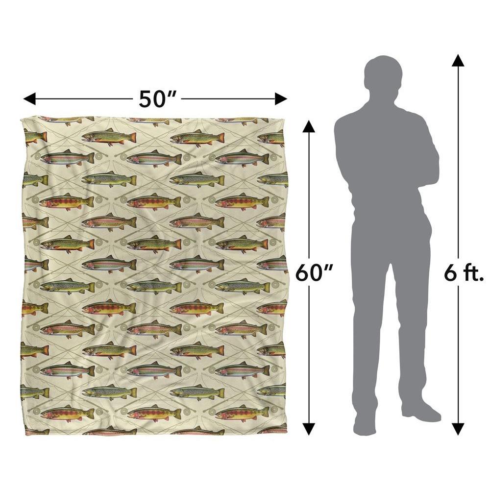 JQ Licensing Silky Trout Crossed Fishing Rods Supersoft Blanket