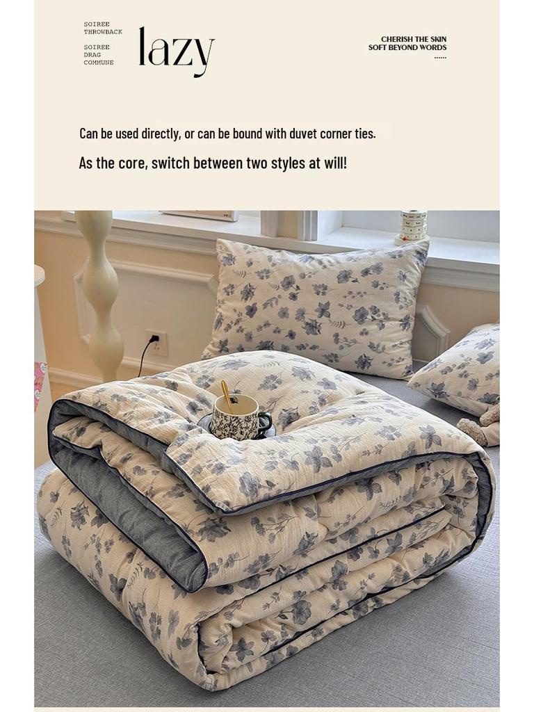 2025 Original Linen Crinkled Gauze Double Layer Quilt Comforter for Winter, Spring & Autumn