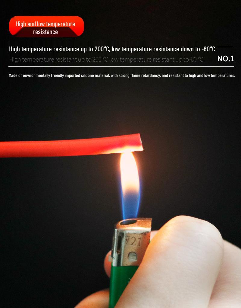High-Temp Resistant Silicone Wire for Lithium Battery, Tinned Copper, Various AWG Sizes