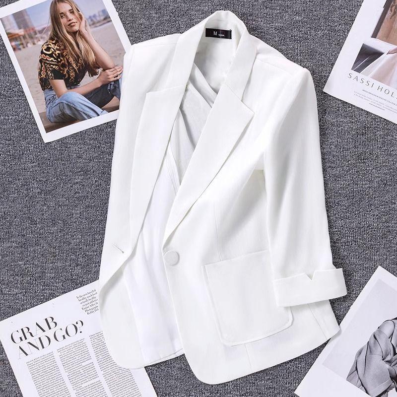 Light Green Linen Suit Short Jacket for Women Thin Korean Style Small High-end Casual Suit Temperament Top