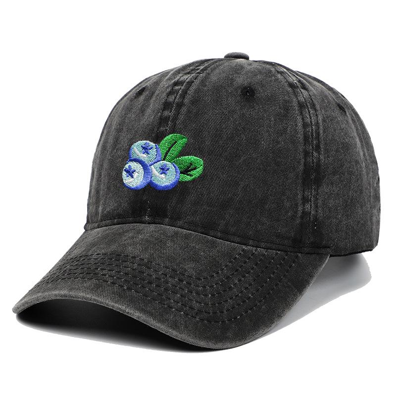 Trendy Unisex Retro Duckbill Cap with Blueberry Embroidery