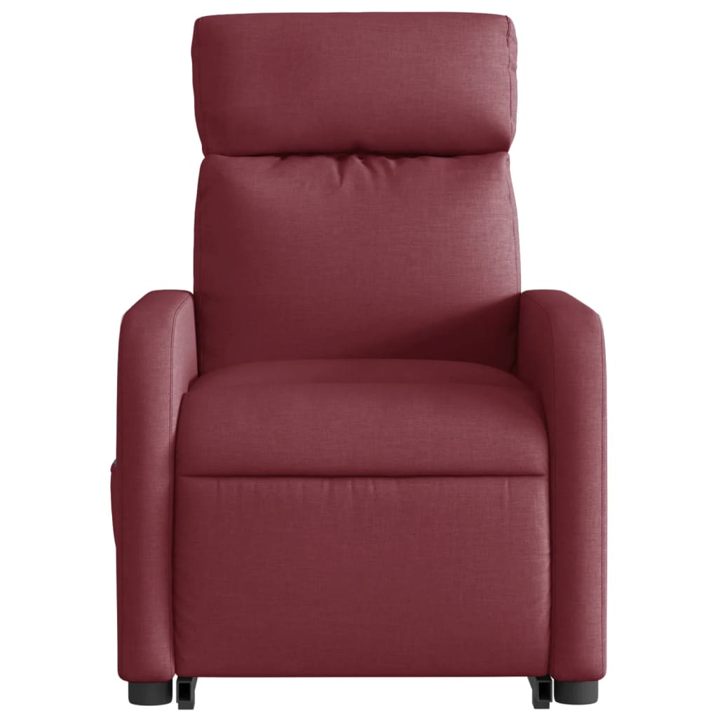 Electric Recliner Chair with Rising Assistance Burgundy Fabric