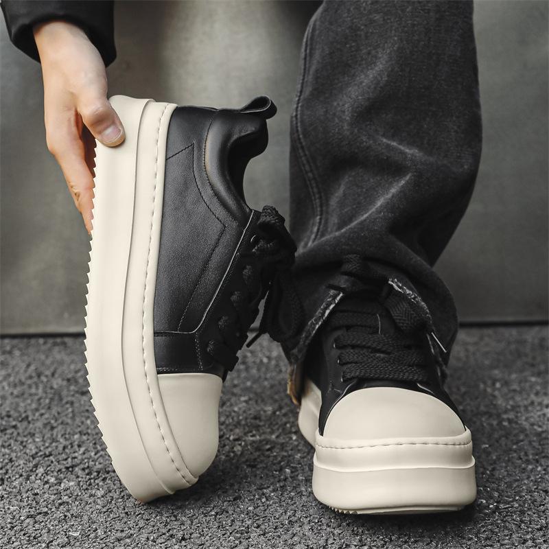 

Men s shoes 2026 new thick soled white shoes men s height increasing casual board shoes versatile low top sports trendy shoes 44 чорний