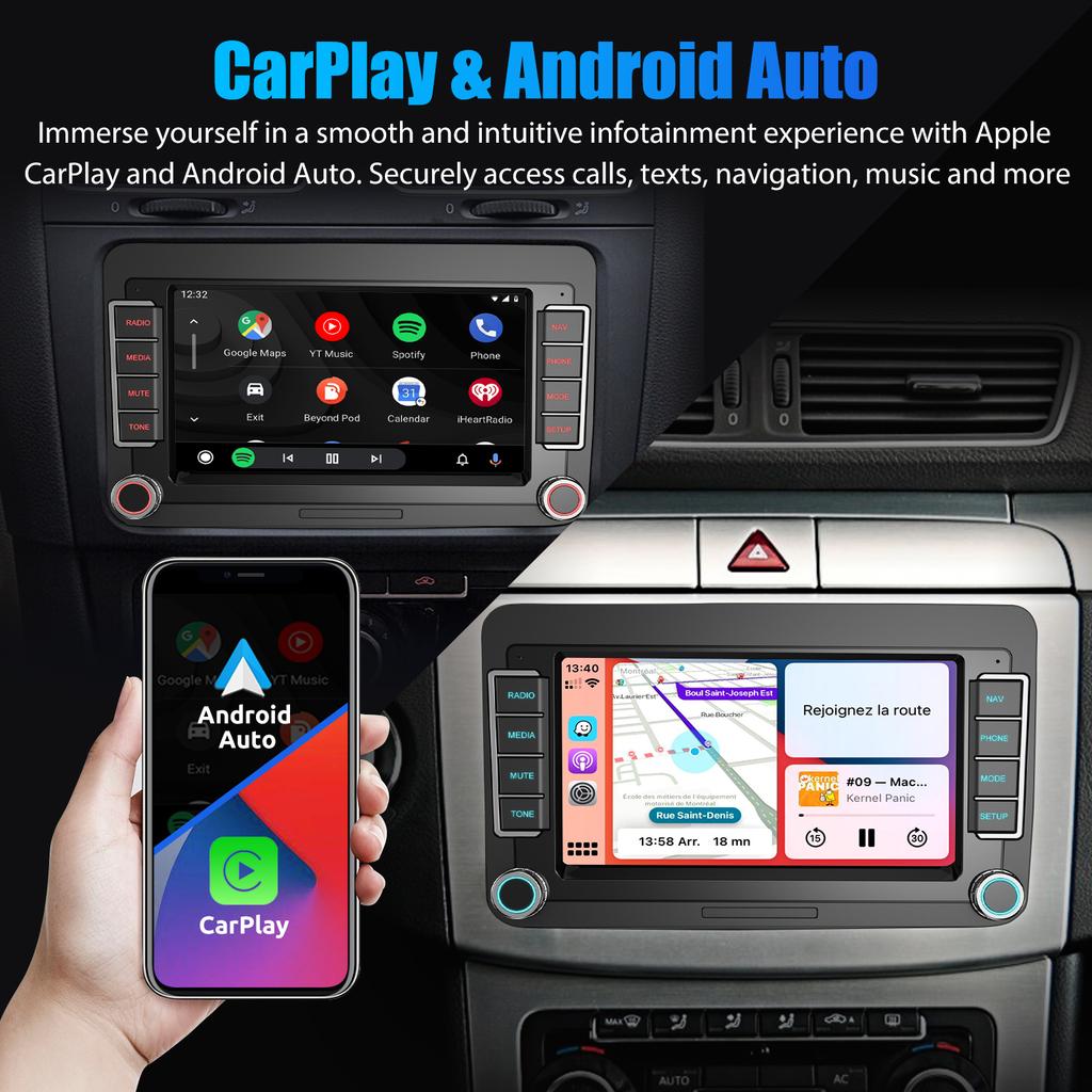 Android 14 Bilradio Trådløs Carplay For Volkswagen Passat Skoda Octavia golf 5 6 touran Bil Multimediaspiller GPS WiFi