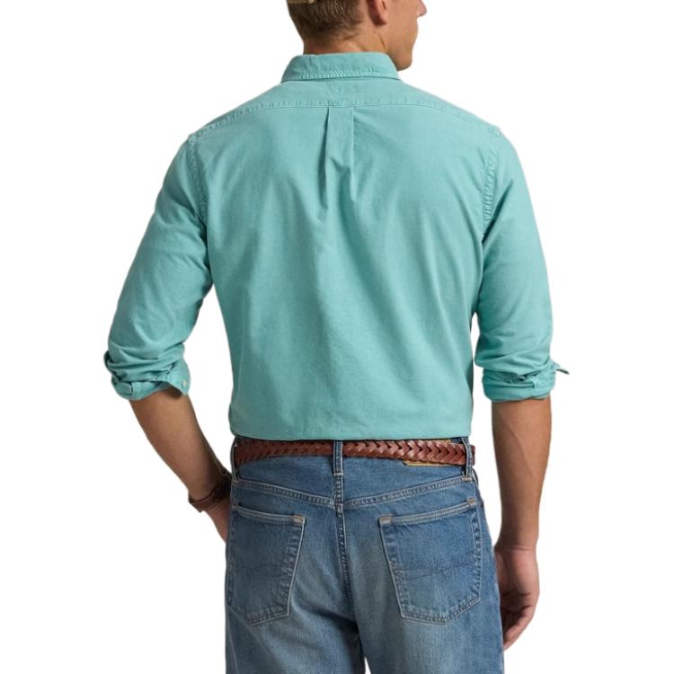 Polo Ralph Lauren Einfarbig Einreihig Langarmhemd Herrenhemden Grün MNPOWOV16823995-300