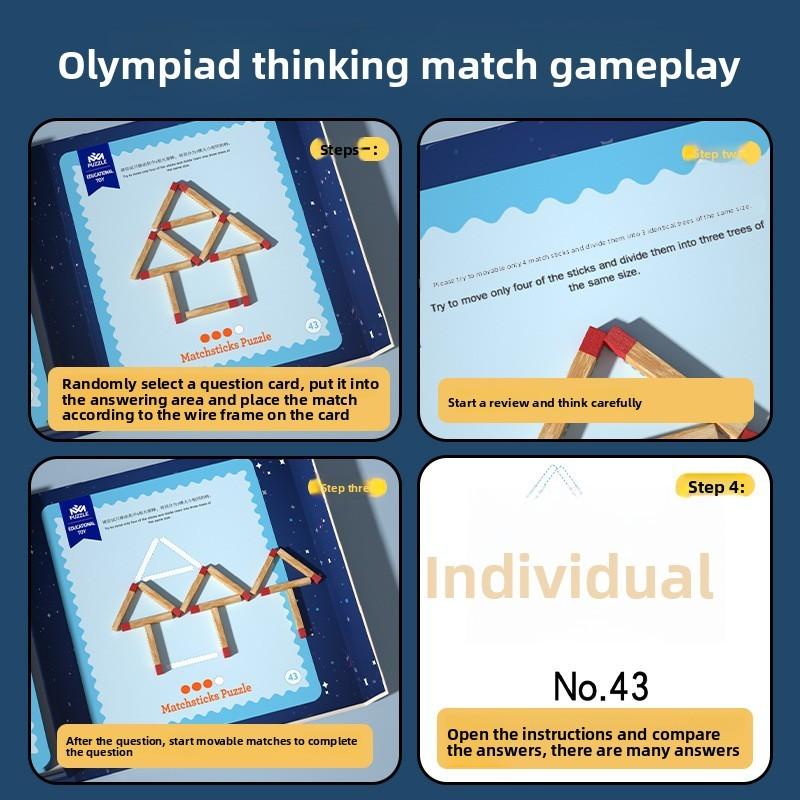 Wooden Magnetic Matchstick Thinking Game Geometric Logic Training Children Toy