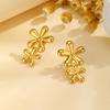 Stainless Steel Flower Necklace, Gold Plated Link Women Pendant Flower Charms Jewelry
