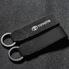 Suede Leather Car Vintage Keychain Zinc Alloy Key Ring For Toyota Hilux Aygo Yaris Ractis Corolla Camry CHR Auris Tacoma Cruiser
