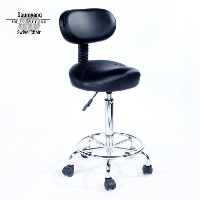 Banco Giratório de Sela com Encosto - Cadeira Minimalista para Uso em Salão, Laboratório ou Barbearia