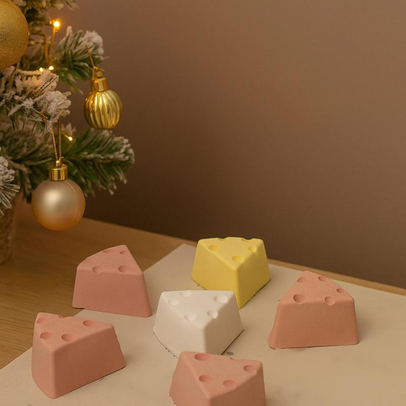 6 Cavity Triangles Cheese Silicone Mould for Craft Food Grade Heat Resistant Baking Tool Easy Release and Cleaning