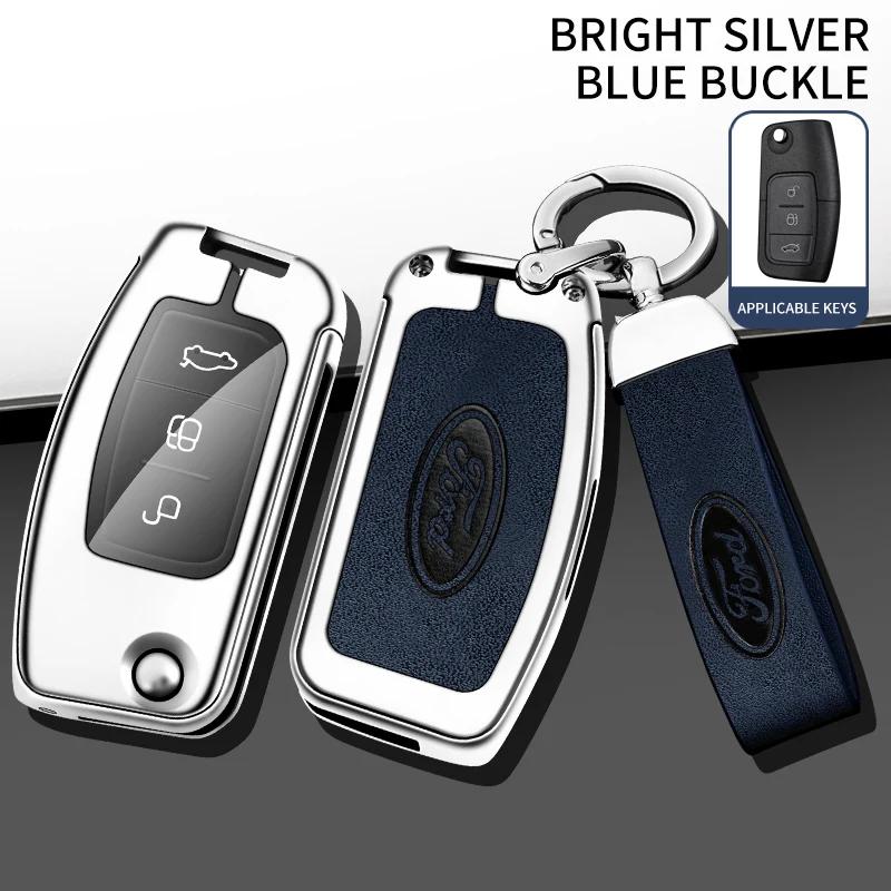 Autoaufkleber 2025 Heißes Leder Auto Schlüsselanhänger Hülle Schlüsselanhänger Schutzschale für Ford Fiesta Focus 2 C-Max Ecosport S-Max Fusion Mon