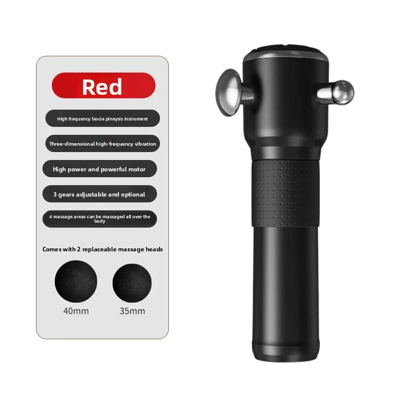 

Высокочастотный фасциальный пистолет ручной беспроводной 3 скорости 4 насадки глубокая мышечная релаксация все тело шея спина фитнес похудение массажер чёрный