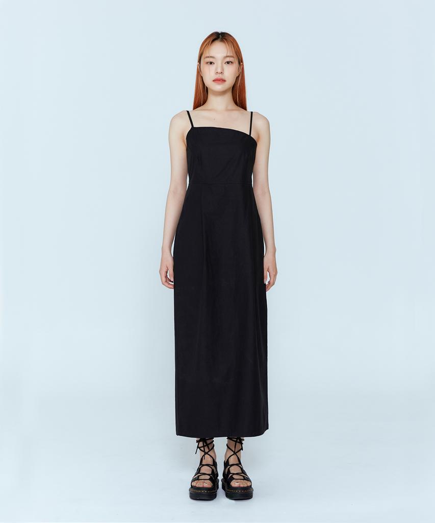 Ridge Basic Front Asymmetrical Dress Black