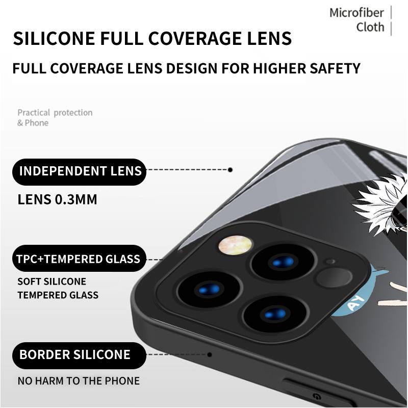 Tempered Glass Casing Jujutsu Kaisen Gojo Satoru Printed Cartoon Protective Cover Soft Case Shell for Xiaomi Redmi
