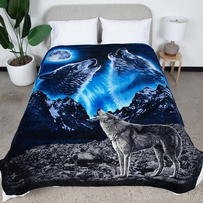 Direkte Heulender Wolf Fleece-Decke für das Bett, Königin Größe Wolf Fleece-Überwurf für Männer, Frauen und Kinder Super Weicher Plüsch-Überwurf