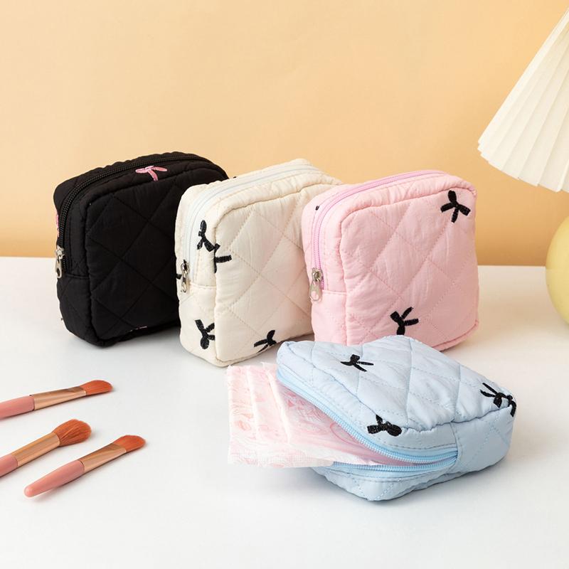 Cute Large Capacity Sanitary Napkin Storage Bags Cartoon Bow Portable Girls Physiological Period Tampon Organiser Bag Pouch