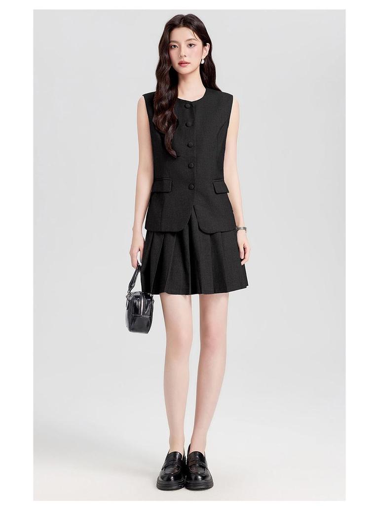 Damen Petites Grau West & Rock Set - Schmal geschnitten, Professionell, Frühling/Sommer Stil