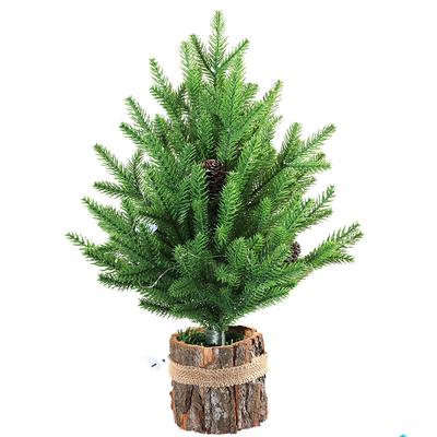 50Cm Christmas Tree Artificial Cypress Leaf Christmas Tree Ornament Bark Base Desktop Small Christmas Tree Cross