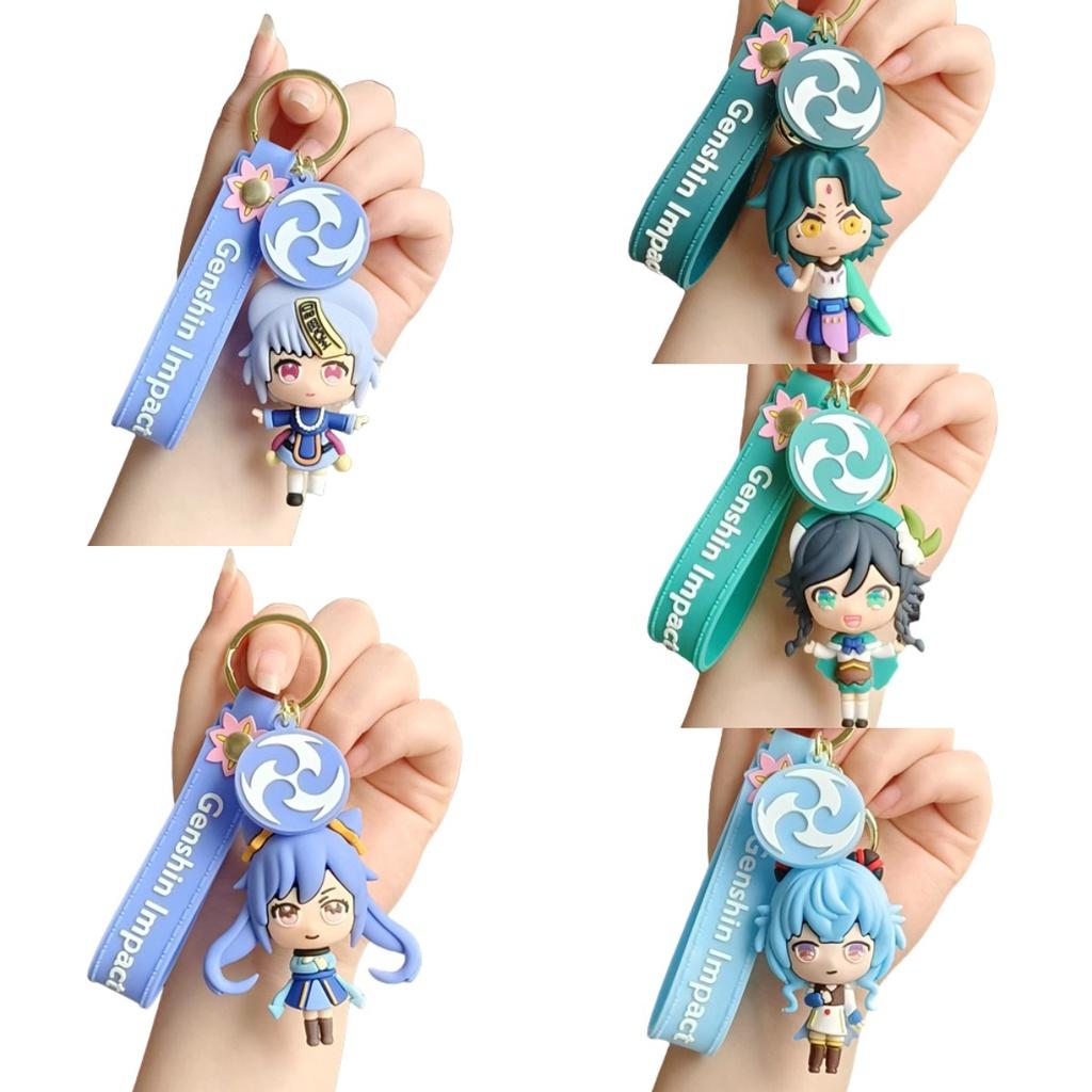 Genshin Xiao Impact Venti Qiqi Keqing Keychain Bag Pendant Cosplay Gift Xmas