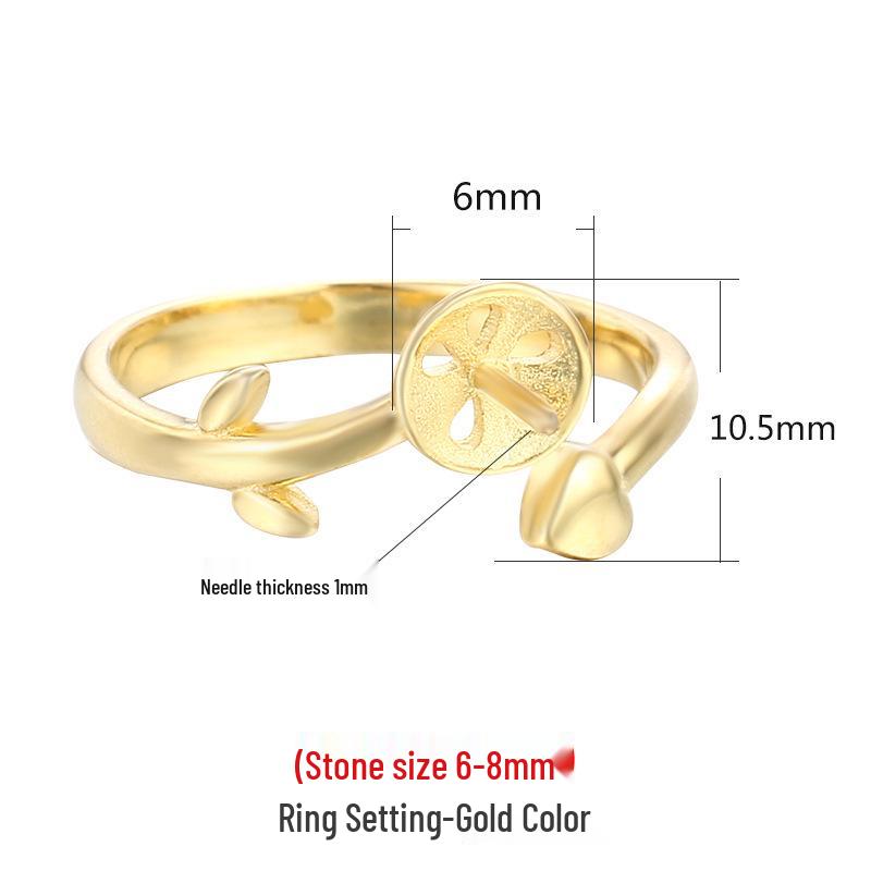 

925 Sterling Silver Women s Ring Setting with Pearl, Amber, or Strawberry Quartz Holder, Size 6-8m.