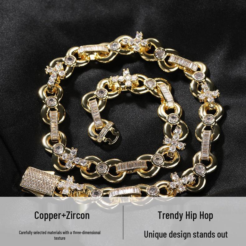 12mm Glossy Infinity Cross Necklace - European & American Hip Hop Style