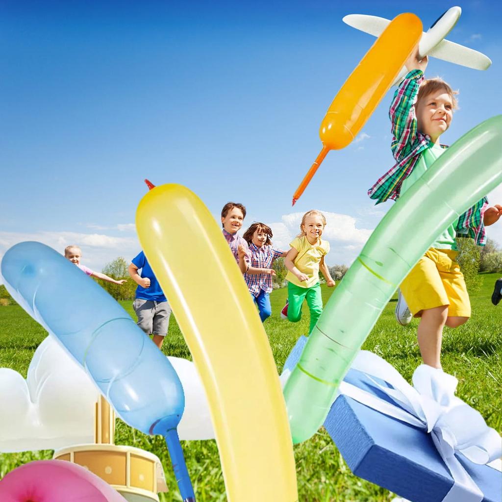Rocket Balloons 100-Pack , 40-Inch Whistling Flying Party Balloons, Assorted Colors, Outdoor Kids Toys For Birthdays & Events