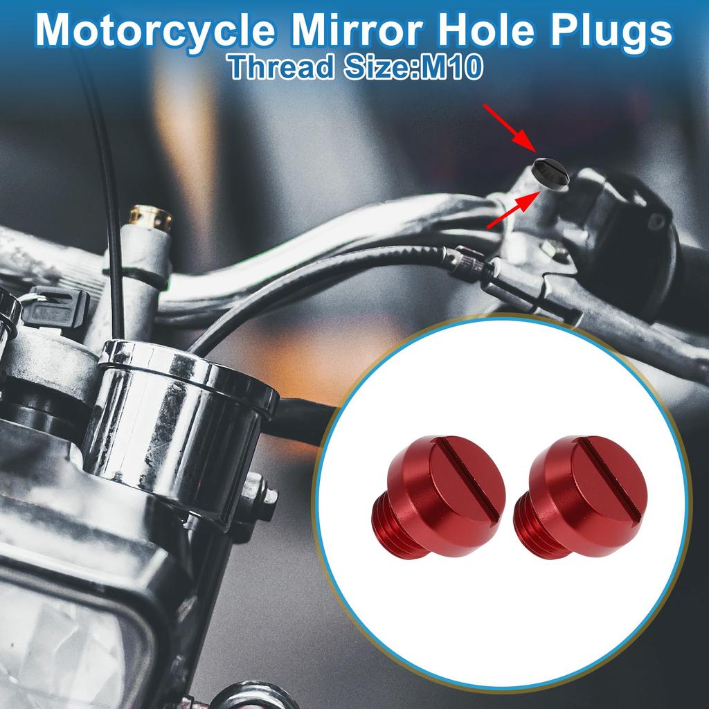 ABSOPRO Motorkerékpár Tükör Furat Dugó Jobb Kéz M10x1.25 Motorkerékpár Visszapillantó Tükör Csavar Piros 2db