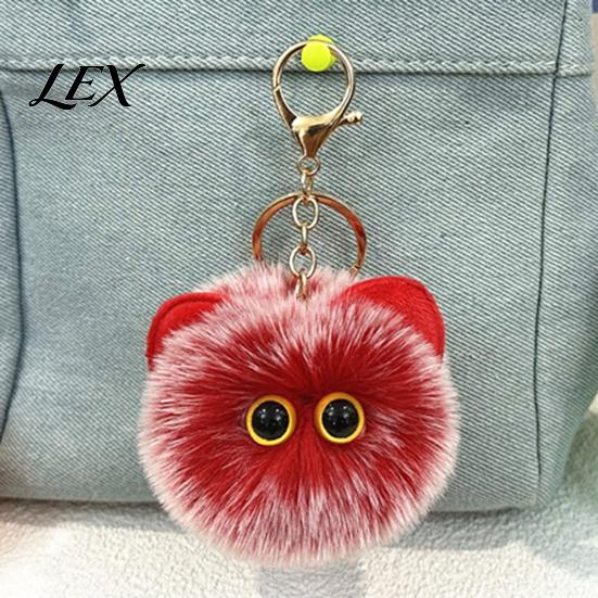 Lightweight Bag Pendant Plush Cat Ball Keychain, Fluffy Kitten Pompom Charm, Keychain with Key Holder Charm Metal Lobster Clasp, Backpacks Keys